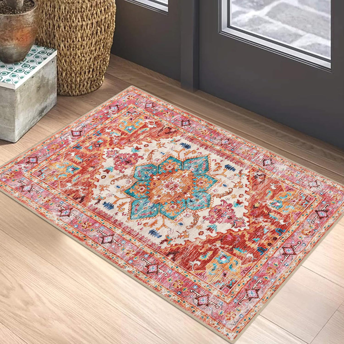 Yamaziot Washable Runner Rug, 2x8 Non-Slip Boho Vintage Hallway Kitchen Rug