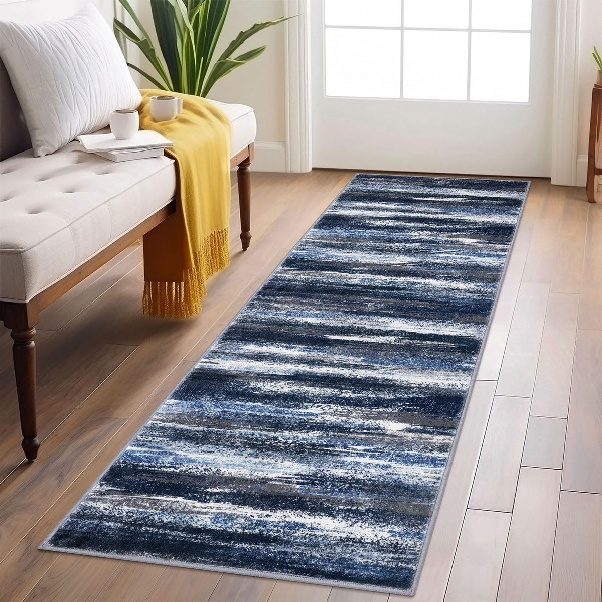Lansny Abstract Washable 2x6 Runner Rug Non Slip Runners for Hallway