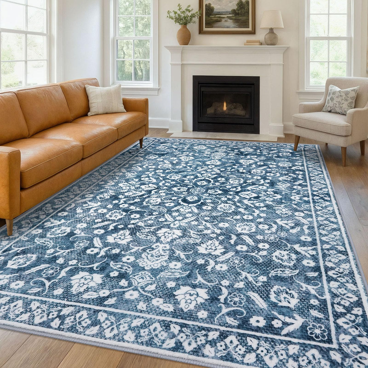 Vintage Washable Entryway Rug 2x3 Small Area Rug Non Slip Door Mat