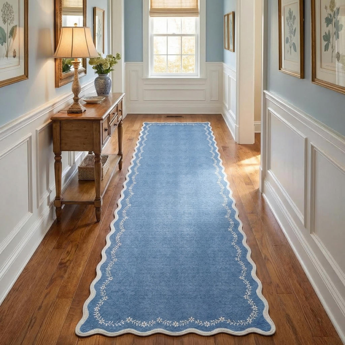 GarveeHome 3x5 Scalloped Washable Area Rug Non Slip Bedroom Entryway Rug