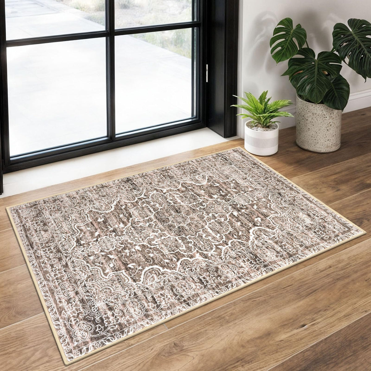 KUTA Entryway Rugs Indoor Washable Small Area Rug 2x3 Blue Entrance Carpet