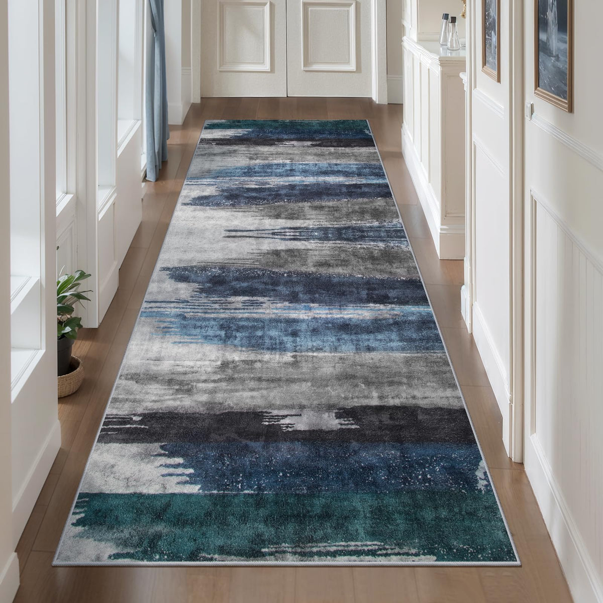 Ciicool Washable Area Rug 2x3 Entryway Rug, Modern Abstract Entry Mat Navy
