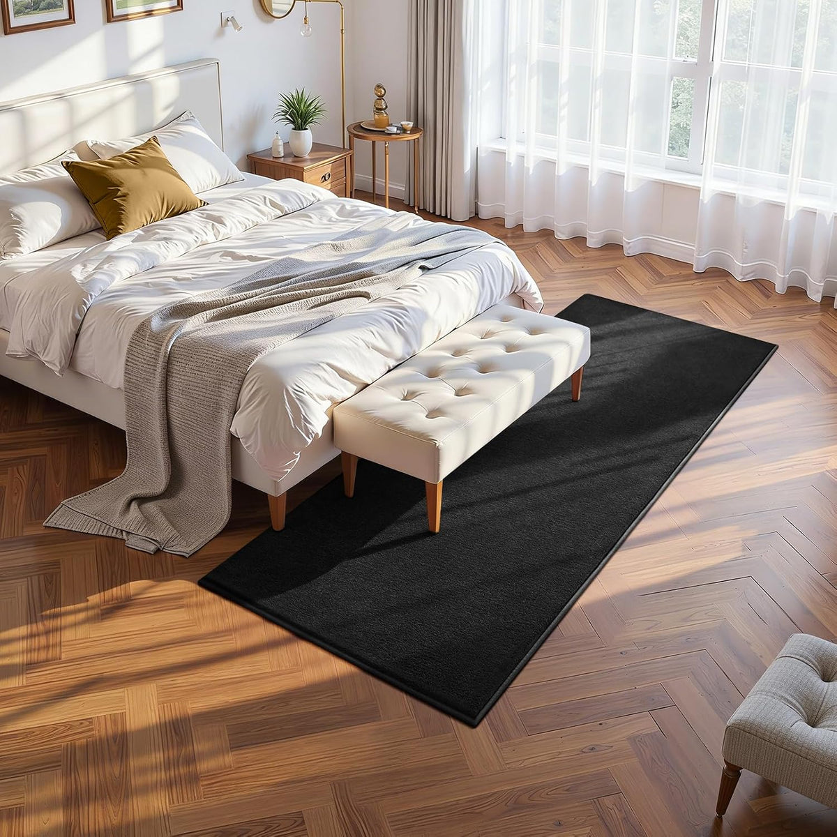 ISEAU 2x6 Soft Runner Rug for Hallway, Washable and Non-Slip, Black