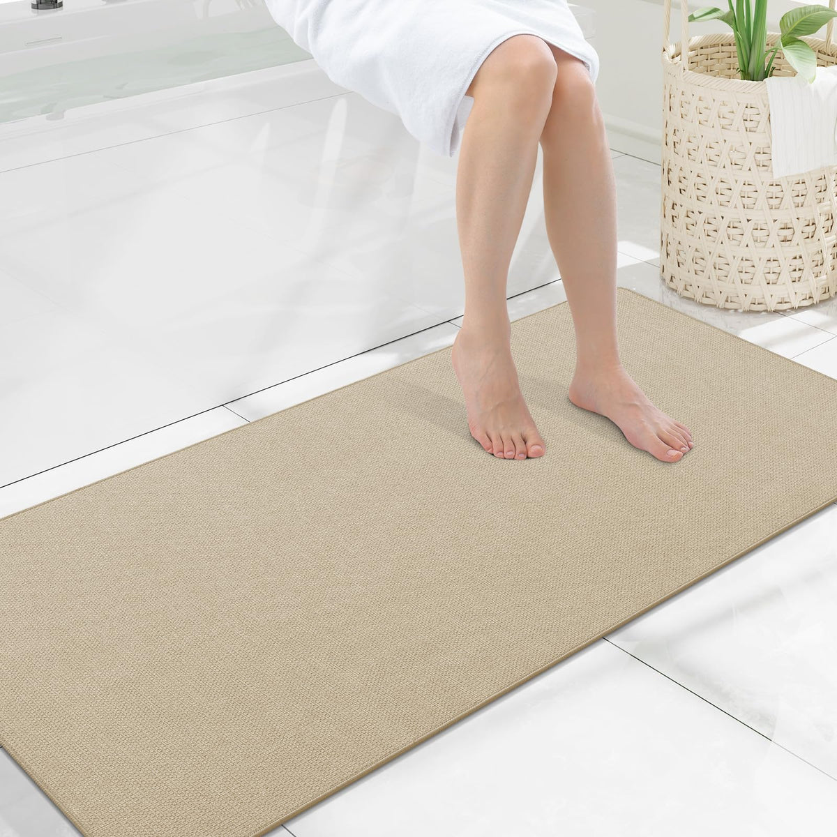 Smiry Ultra Thin Bath Mat 30X20, Non Slip Rubber Washable Bathroom Rugs