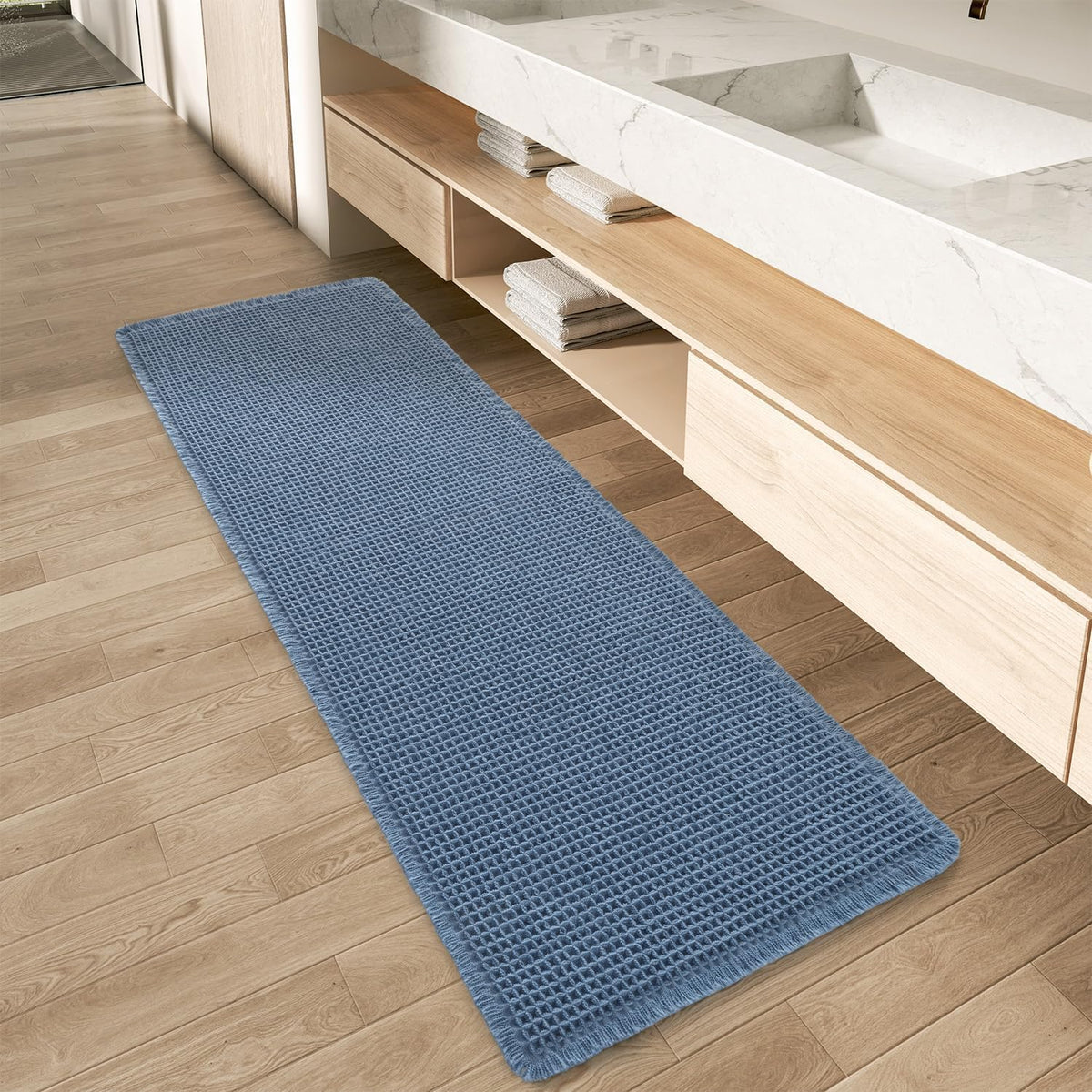 Upgraded Waffle Bath Mat Ultra Absorbent Non Slip Bathroom Mat, 17" x 24"