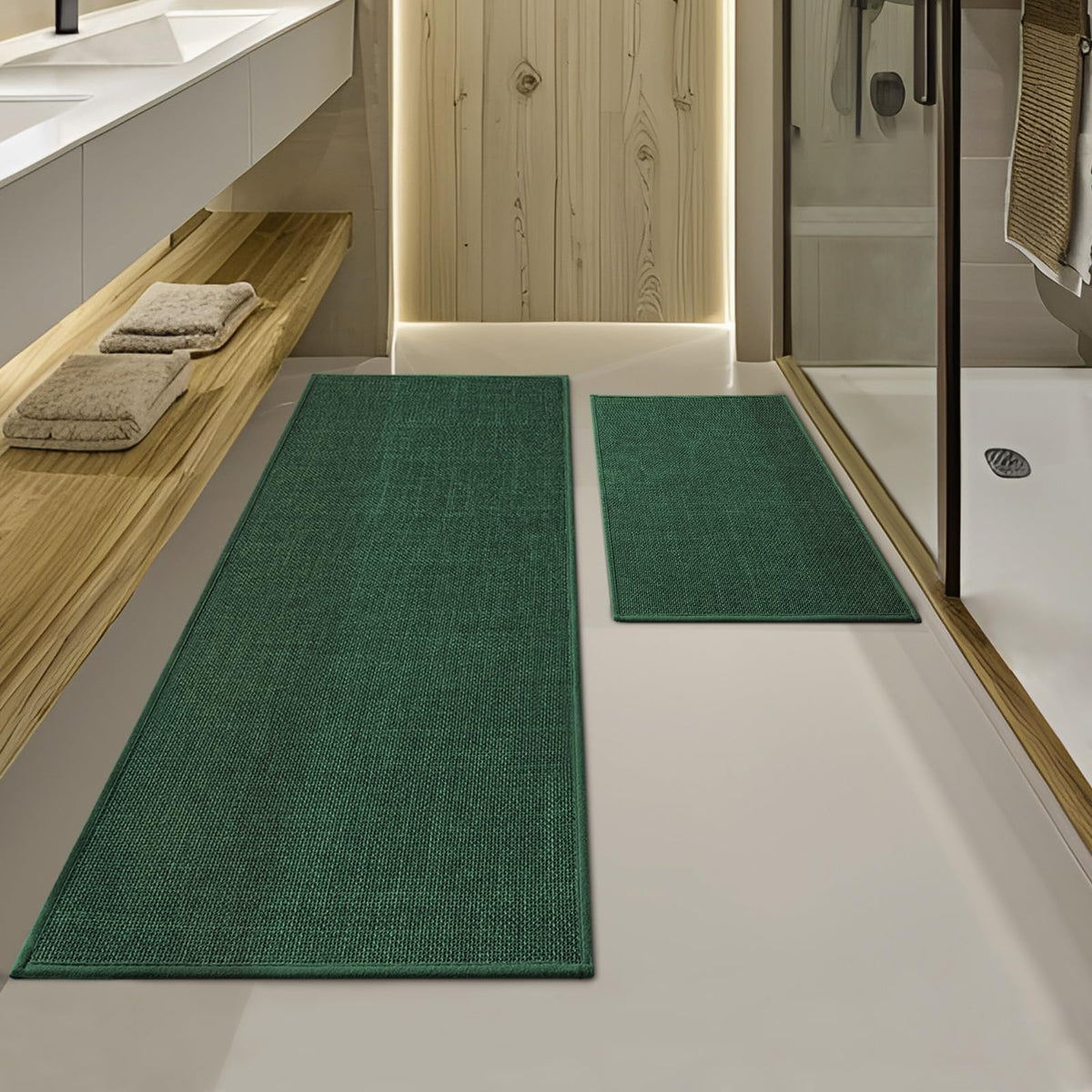 YIHOUSE Bathroom Rugs Thin Bath Mat Sets 2 Pieces Quick Dry,Beige