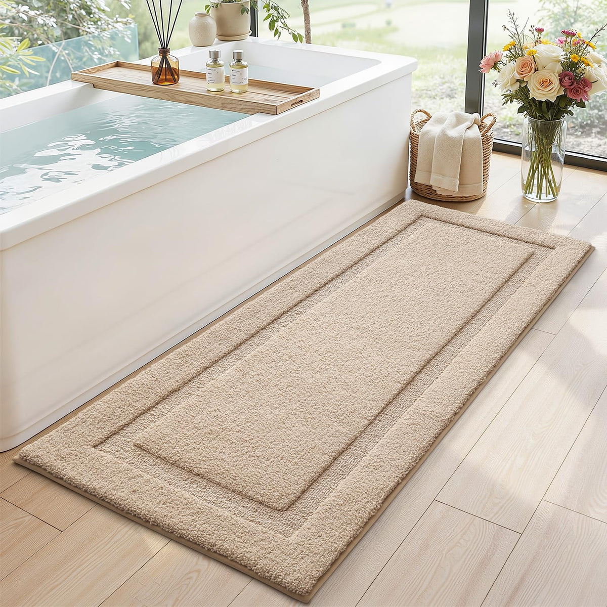 LUMI Ultra Soft Bathroom Rugs Absorbent, Non Slip Bath Mat 24x36, White