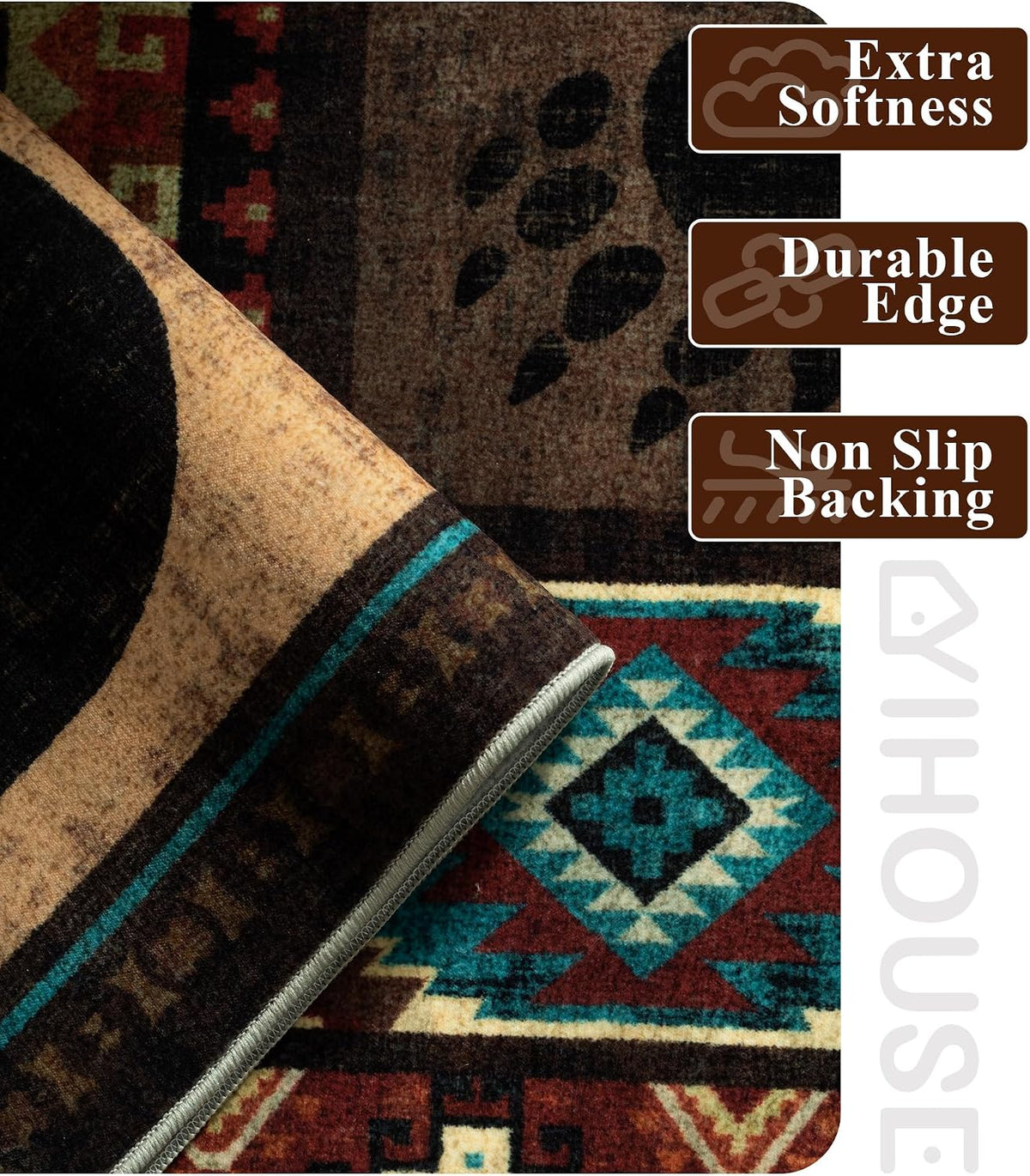 YIHOUSE Washable Rustic Cabin Runner Rug 2x6 Hallway