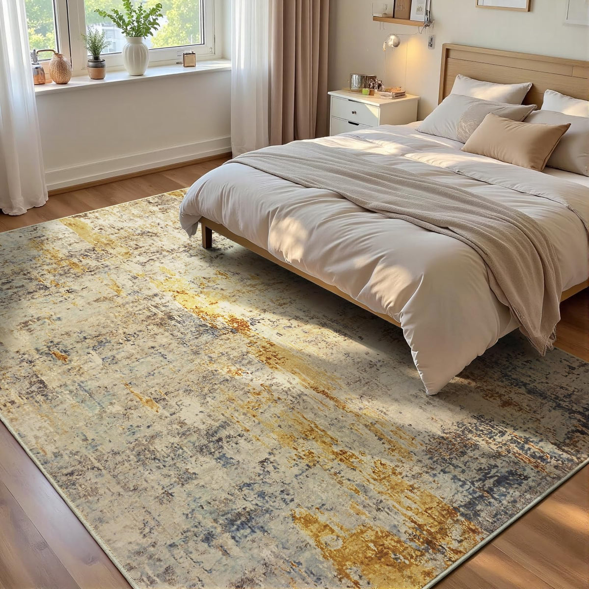 Ompaa 2x6 Rug Runners for Hallways Kitchen Runner Rug Non Slip Washable Grey Long Runner Rugs with Rubber Backing Soft Abstract Carpet Runner for Hallways, Kitchen, Bedroom, Bathroom, Entryway