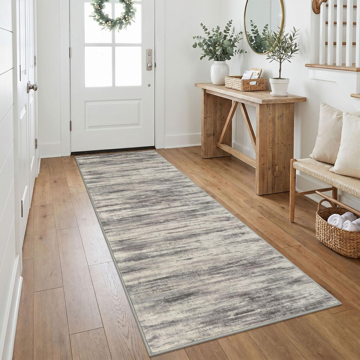 KOZYFLY Abstract Entryway Rug 2x3 Washable Door Mat Indoor Blue Beige