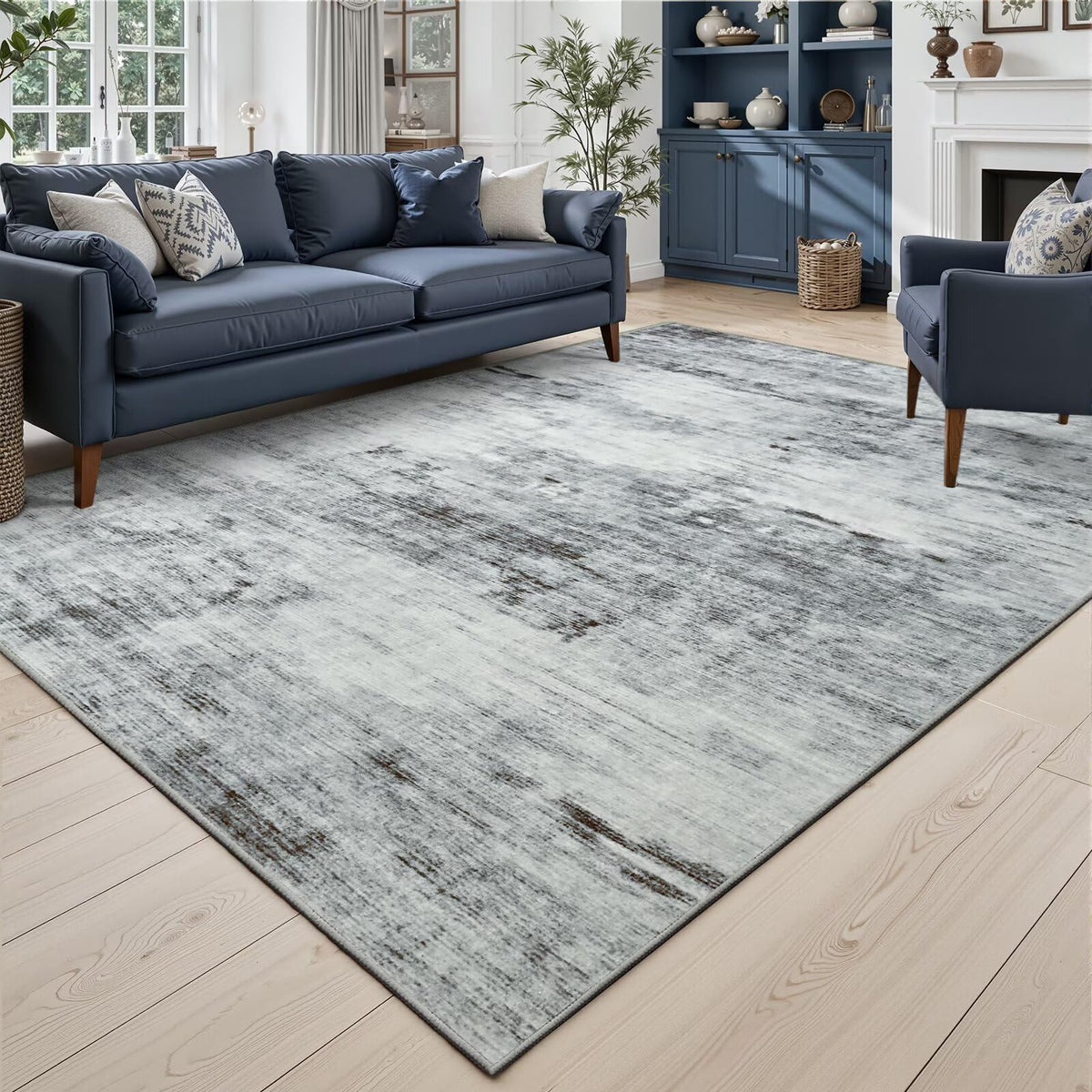 Toneed Washable 2x6 Non-Slip Runner Rug for Hallway Kitchen, Grey