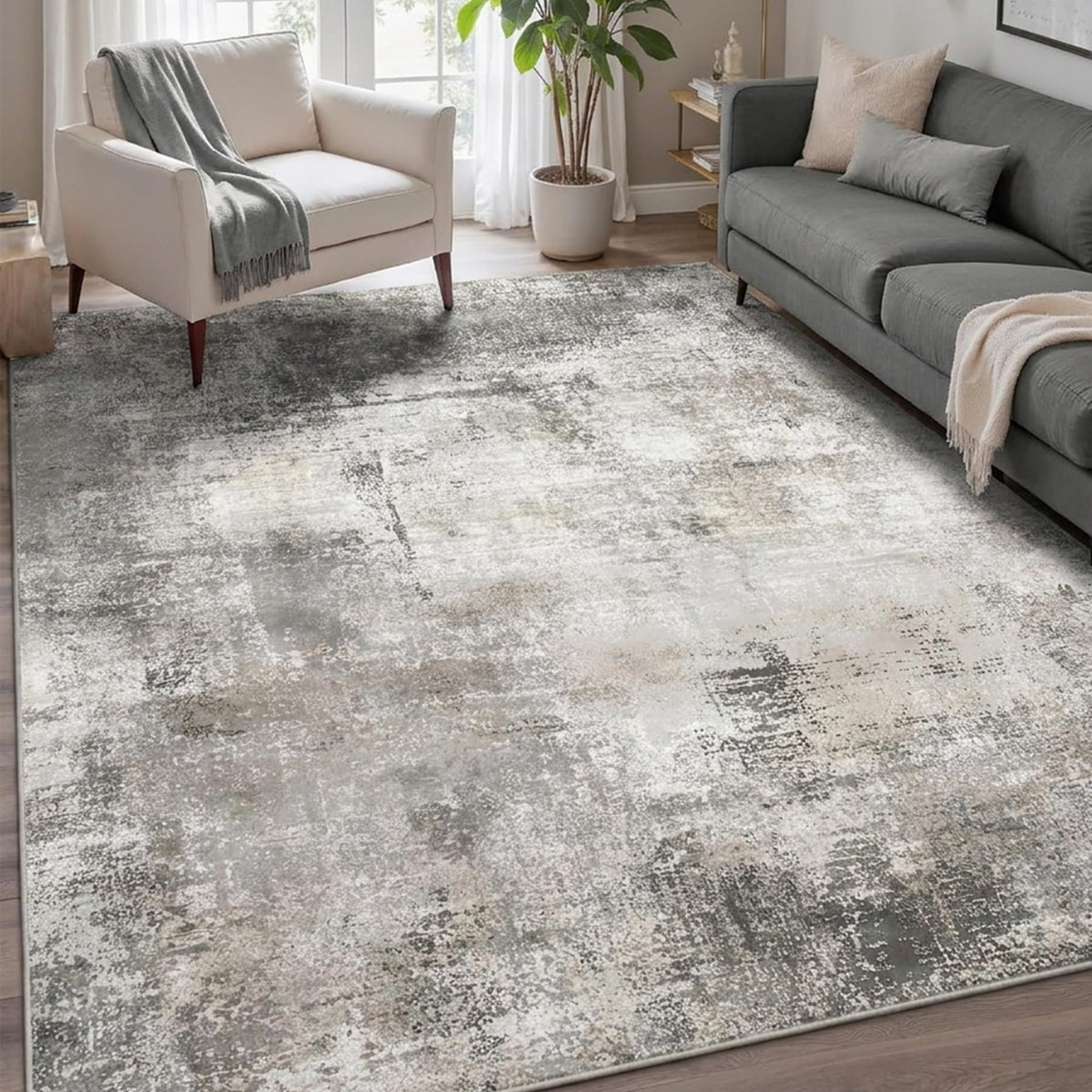 GENIMO 2x5 Washable Runner Rug Non Slip for Hallway, Light Taupe Brown