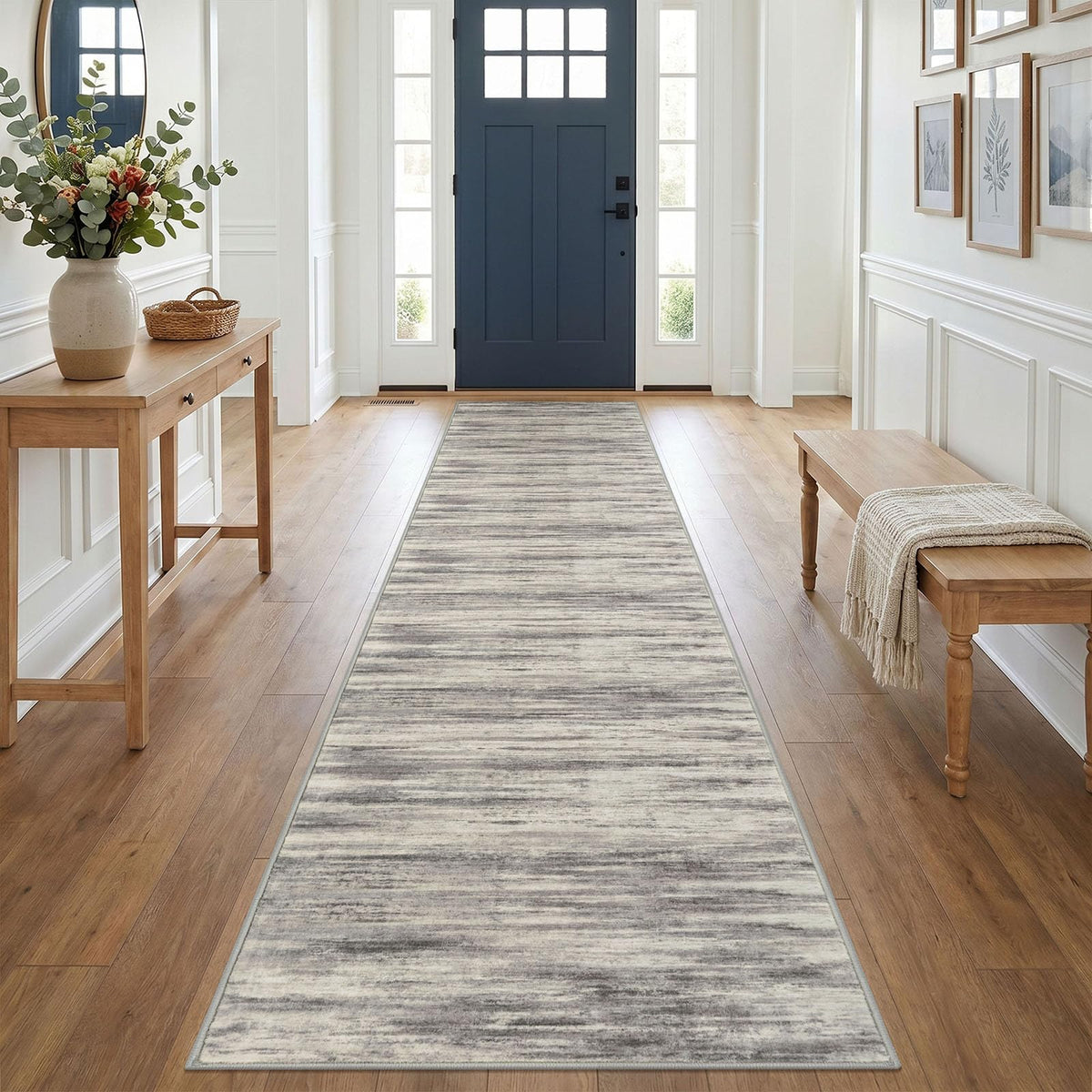 KOZYFLY Abstract Entryway Rug 2x3 Washable Door Mat Indoor Blue Beige