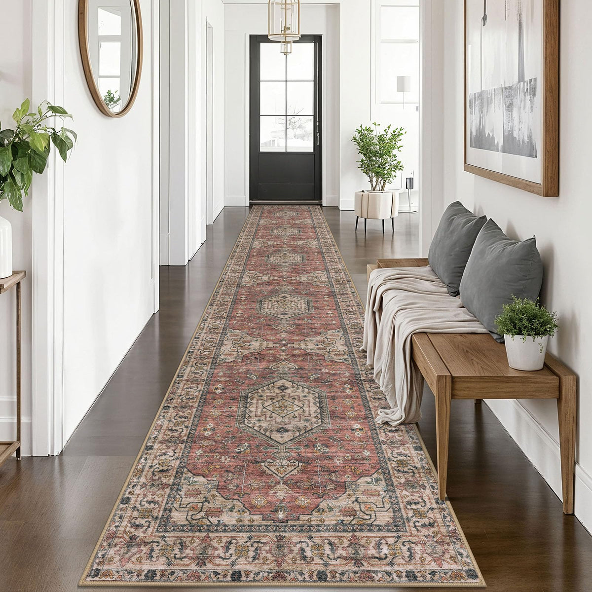 KUTA Entryway Rugs Indoor Washable Small Area Rug 2x3 Blue Entrance Carpet
