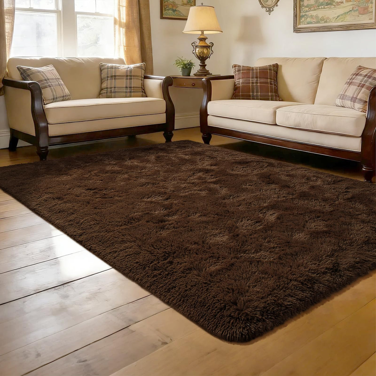 Runner Rug for Bedroom, 2x6 Soft Shag Fluffy Area Rugs for Girls Boy's Room, Plush Shaggy Carpet with Non-Slip Bottom for Living Room Dorm, Olive Green