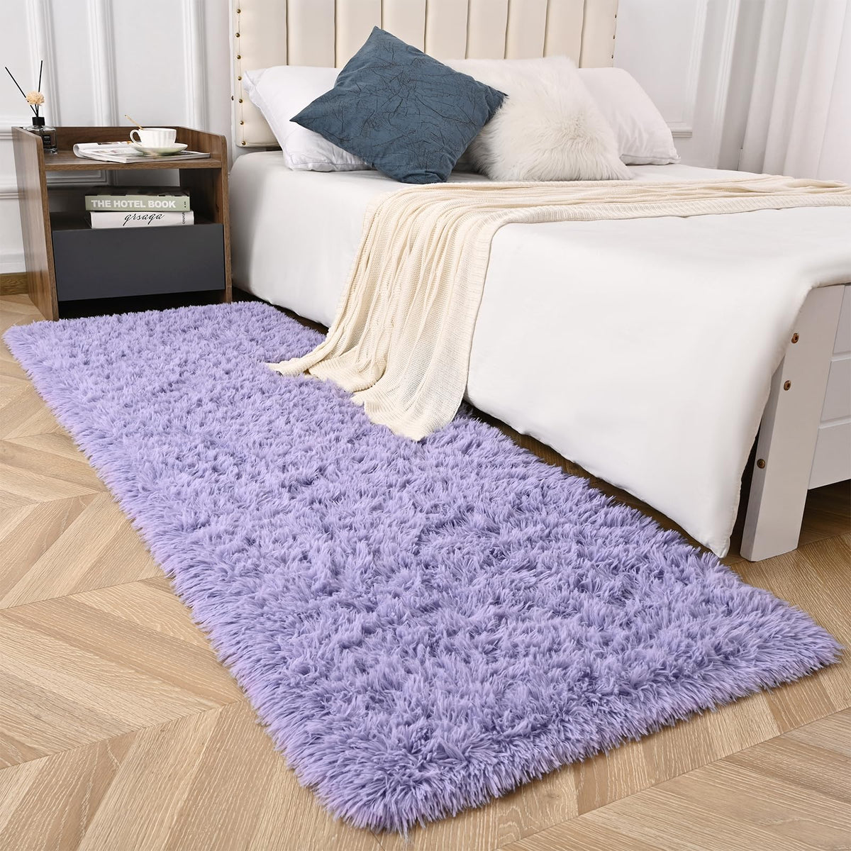 Sage Green Runner Area Rugs for Bedroom Living Room, 2x6 Feet Fluffy Bedside Rugs, Soft Shaggy Carpet Rug for Kids Room Nursery, Furry Rugs for Girls Boys Dorm Room Home Decor