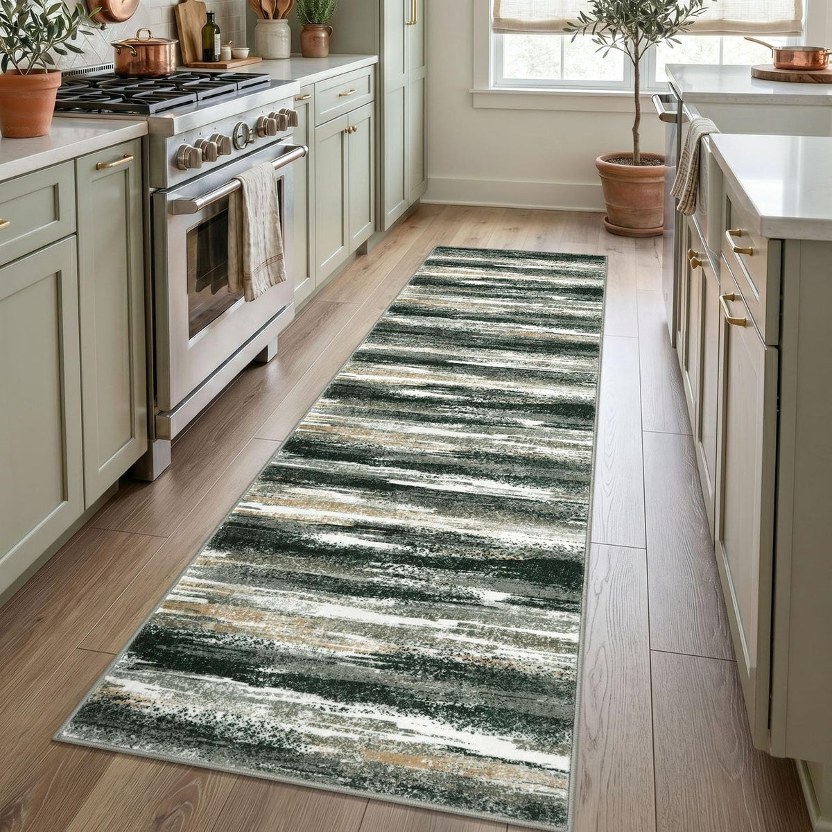 Lansny Abstract Washable 2x6 Runner Rug Non Slip Runners for Hallway