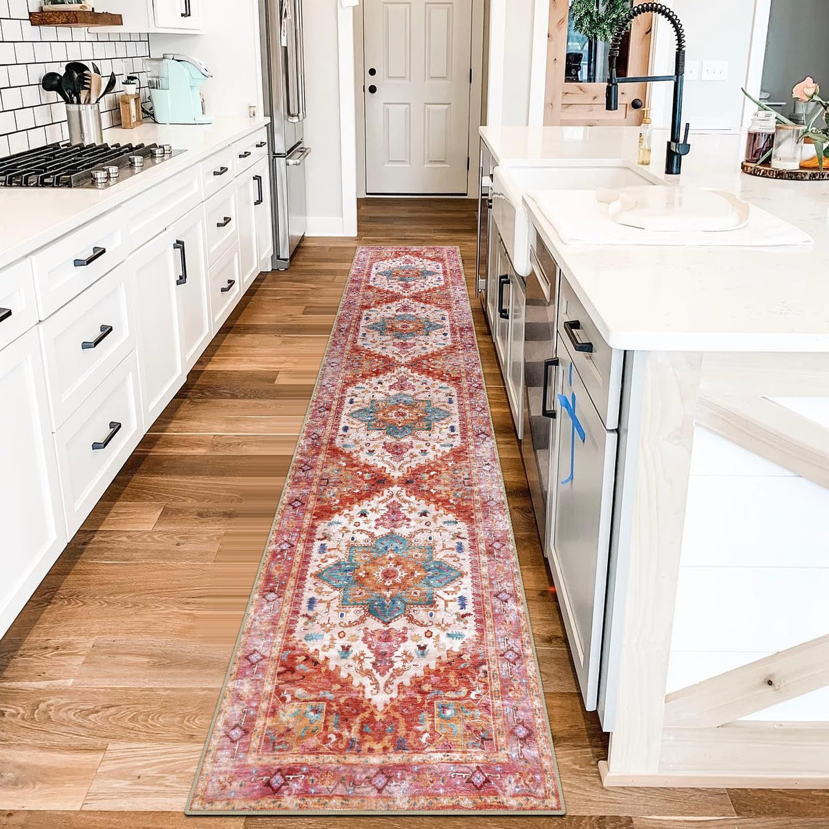 Yamaziot Washable Runner Rug, 2x8 Non-Slip Boho Vintage Hallway Kitchen Rug