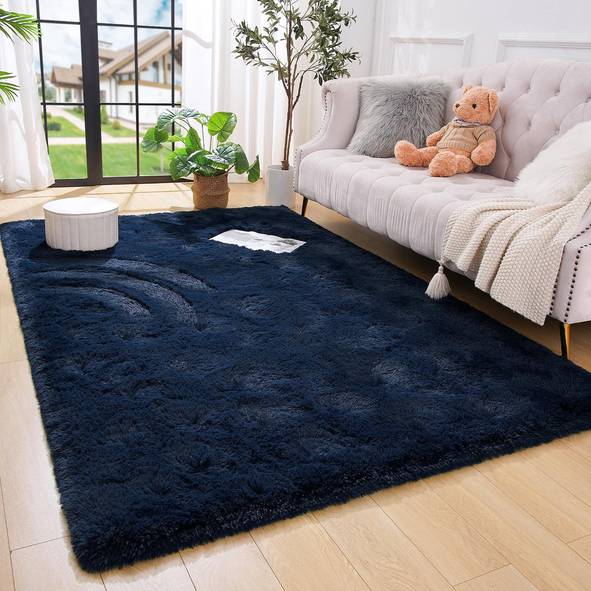 Amearea Shag Fluffy Small Rug, 2x4 Throw Rugs for Bedroom Girls, Black