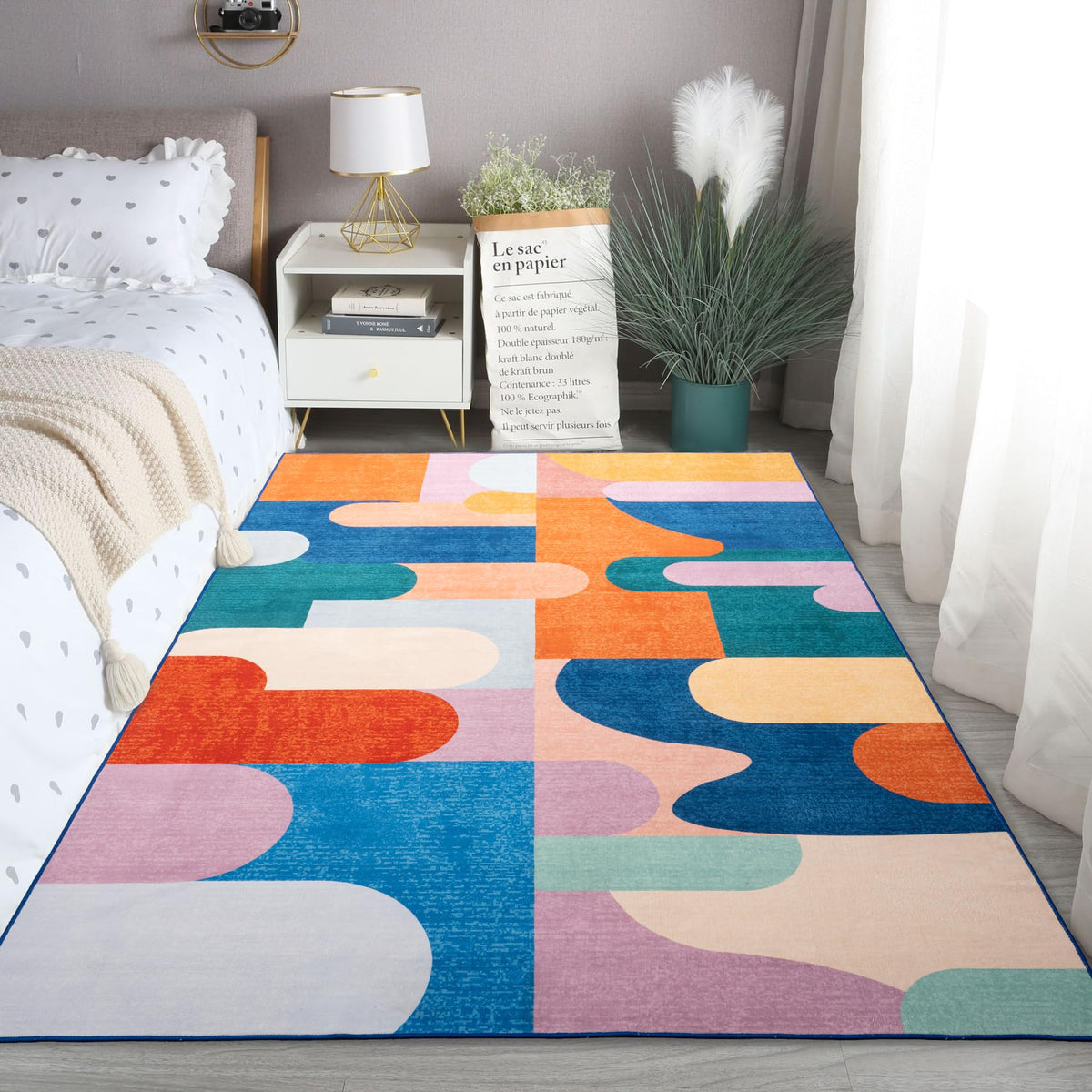 Ompaa 2x6 Rug Runners for Hallways Kitchen Runner Rug Non Slip Washable Grey Long Runner Rugs with Rubber Backing Soft Abstract Carpet Runner for Hallways, Kitchen, Bedroom, Bathroom, Entryway