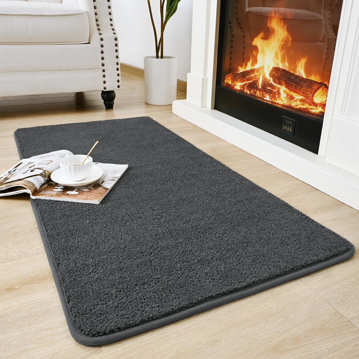 Chicrug Black 2x6 Minimalist Washable Runner Rugs for Hallway Entryway