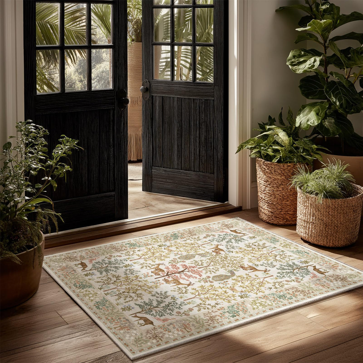 Machine Washable Small Rugs for Entryway: Door Mat Indoor Entrance 2x3 Throw Rug Non-Slip Low Pile Soft Kitchen Rugs for Front Door Indoor Entrance Entry Bedside Kids Room