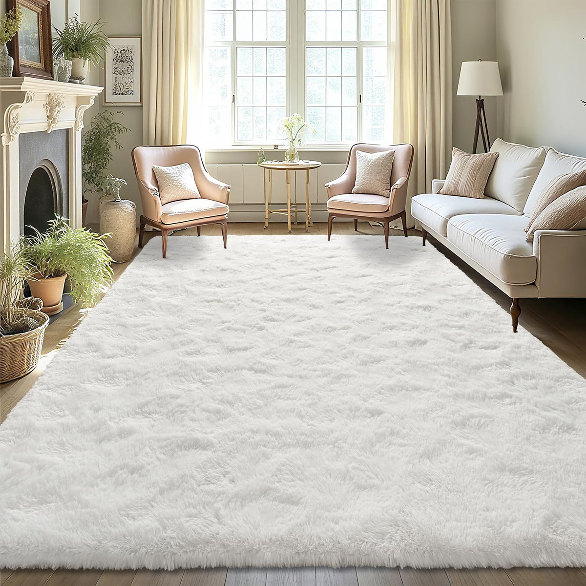 LOCHAS 2x3 Area Rugs Fluffy Living Room Carpets for Kids Bedroom, Brown