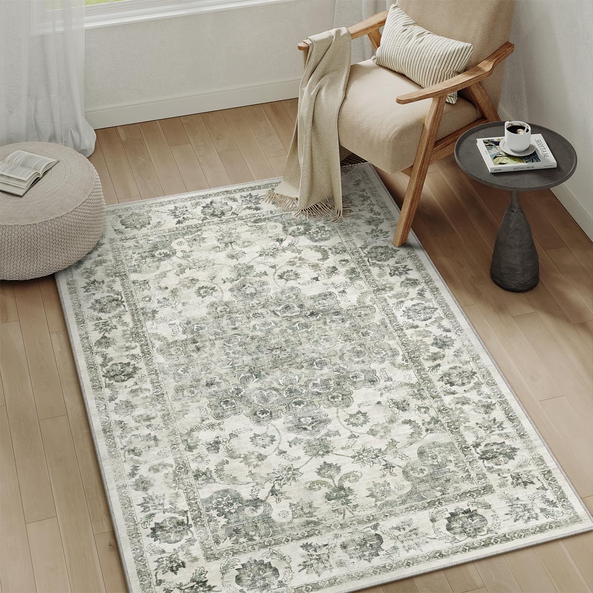 2x3 Beige Neutral Area Rug