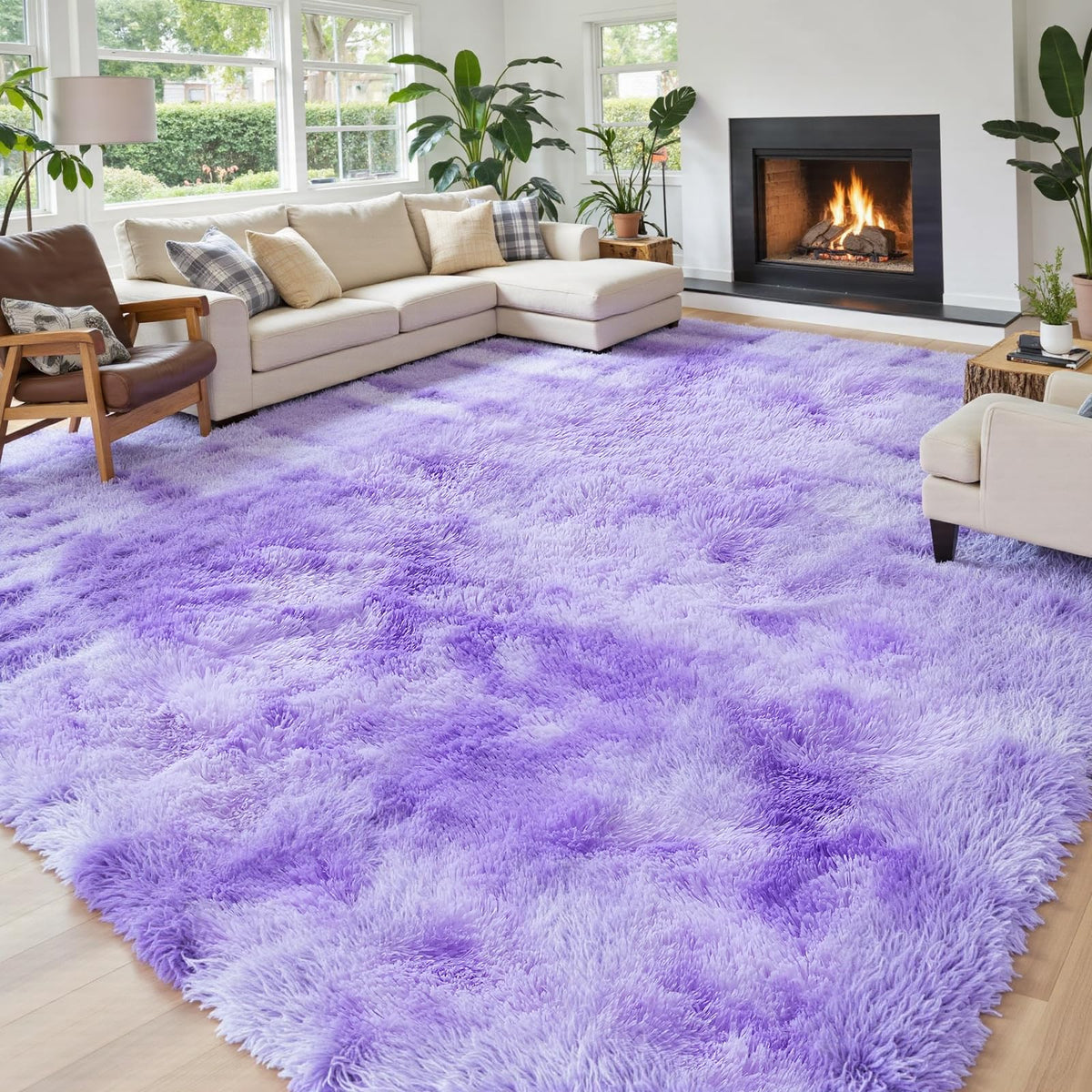 Small Shag Area Rug for Bedroom, 2x3 Cream Soft Plush Carpet
