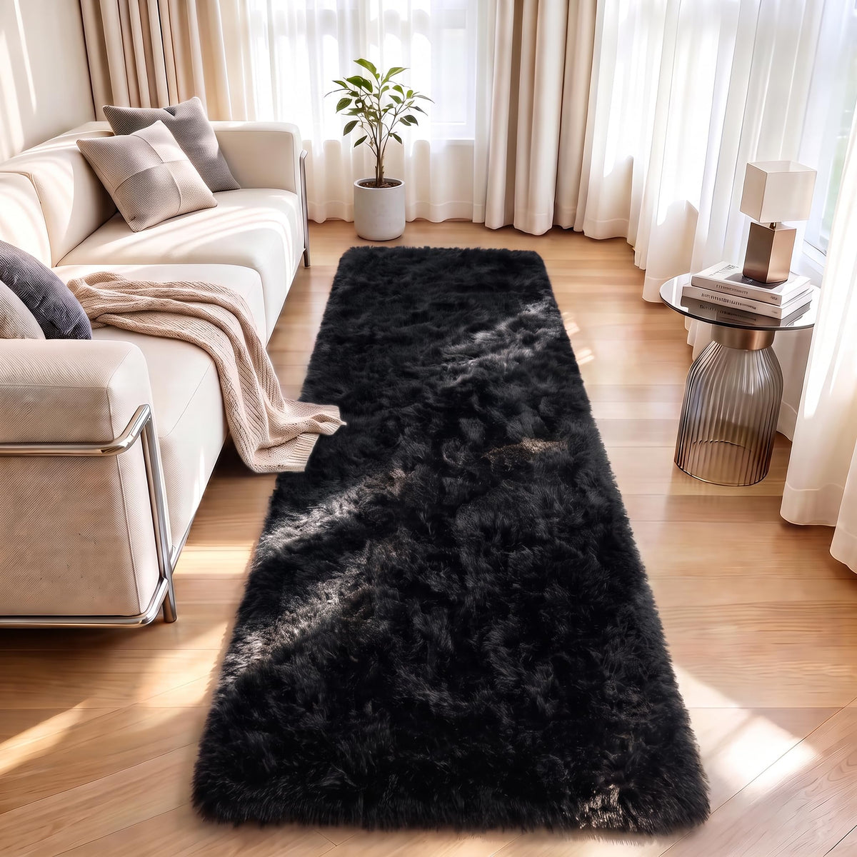 LOCHAS 2x3 Area Rugs Fluffy Living Room Carpets for Kids Bedroom, Brown