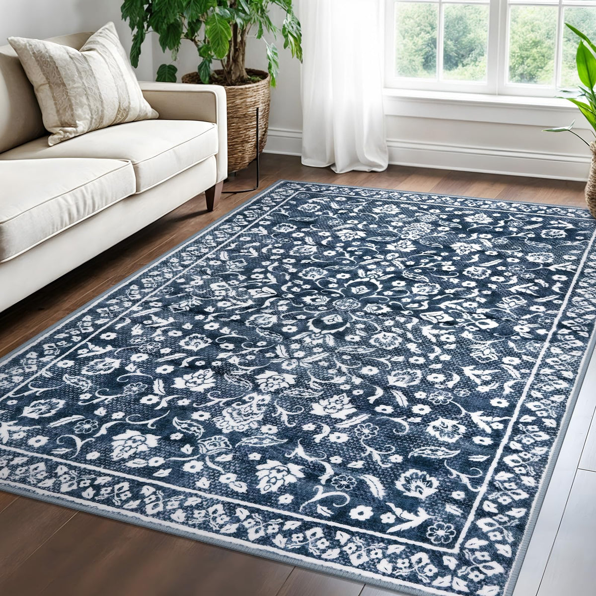 Vintage Washable Entryway Rug 2x3 Small Area Rug Non Slip Door Mat