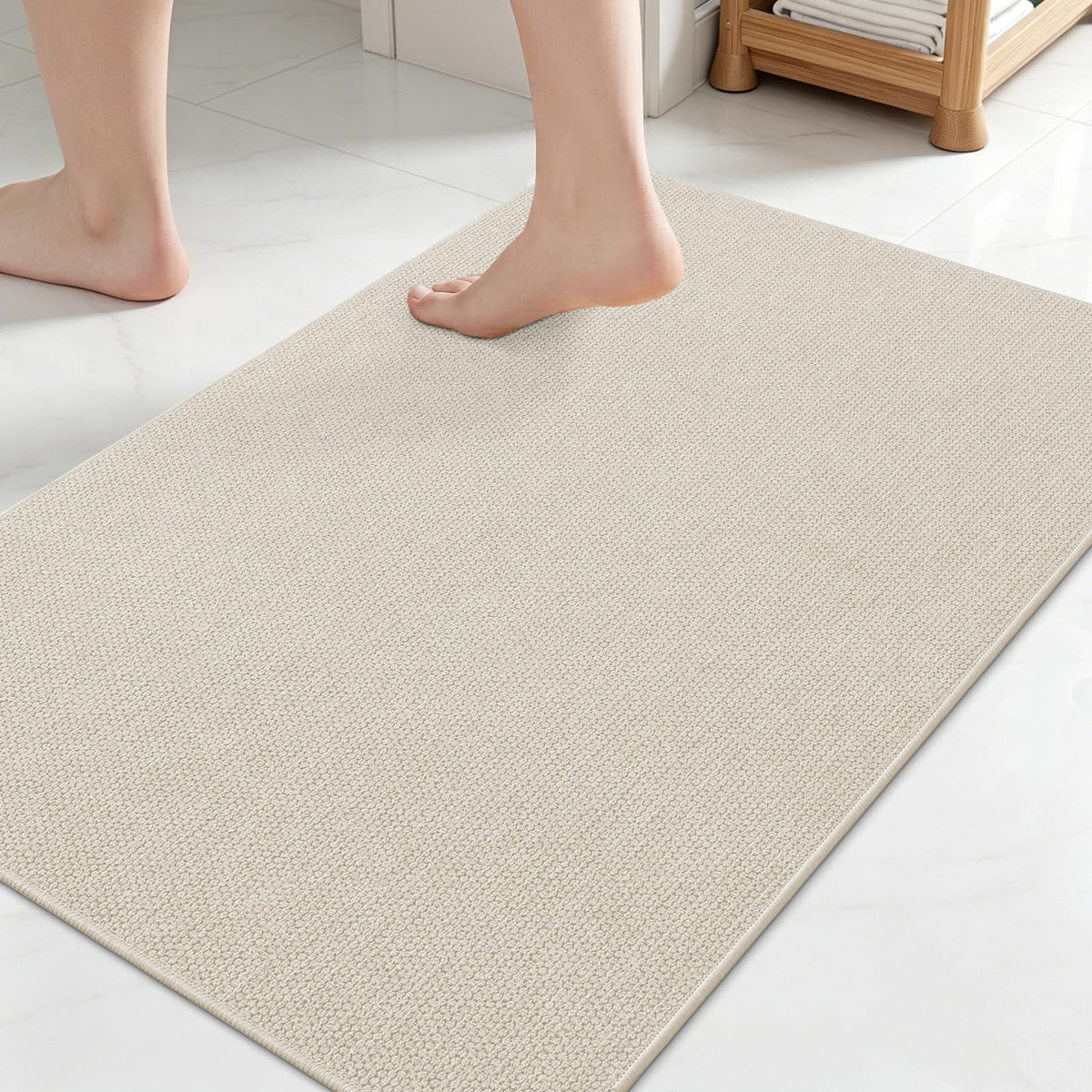 Smiry Ultra Thin Bath Mat 30X20, Non Slip Rubber Washable Bathroom Rugs