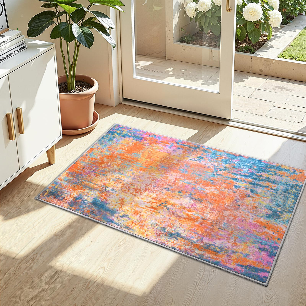 Ompaa 2x6 Rug Runners for Hallways Kitchen Runner Rug Non Slip Washable Grey Long Runner Rugs with Rubber Backing Soft Abstract Carpet Runner for Hallways, Kitchen, Bedroom, Bathroom, Entryway