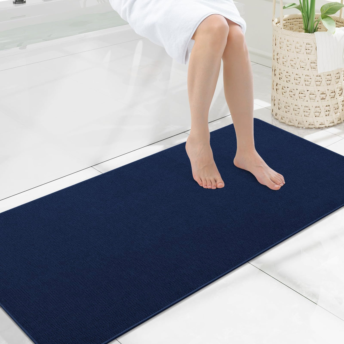 Smiry Ultra Thin Bath Mat 30X20, Non Slip Rubber Washable Bathroom Rugs