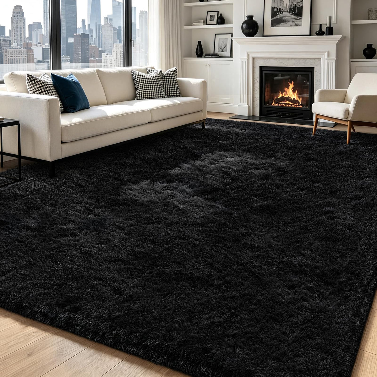 Beige 2x4 Area Rugs for Bedroom, Fluffy Shag Rug Small Rug Bedside Carpet