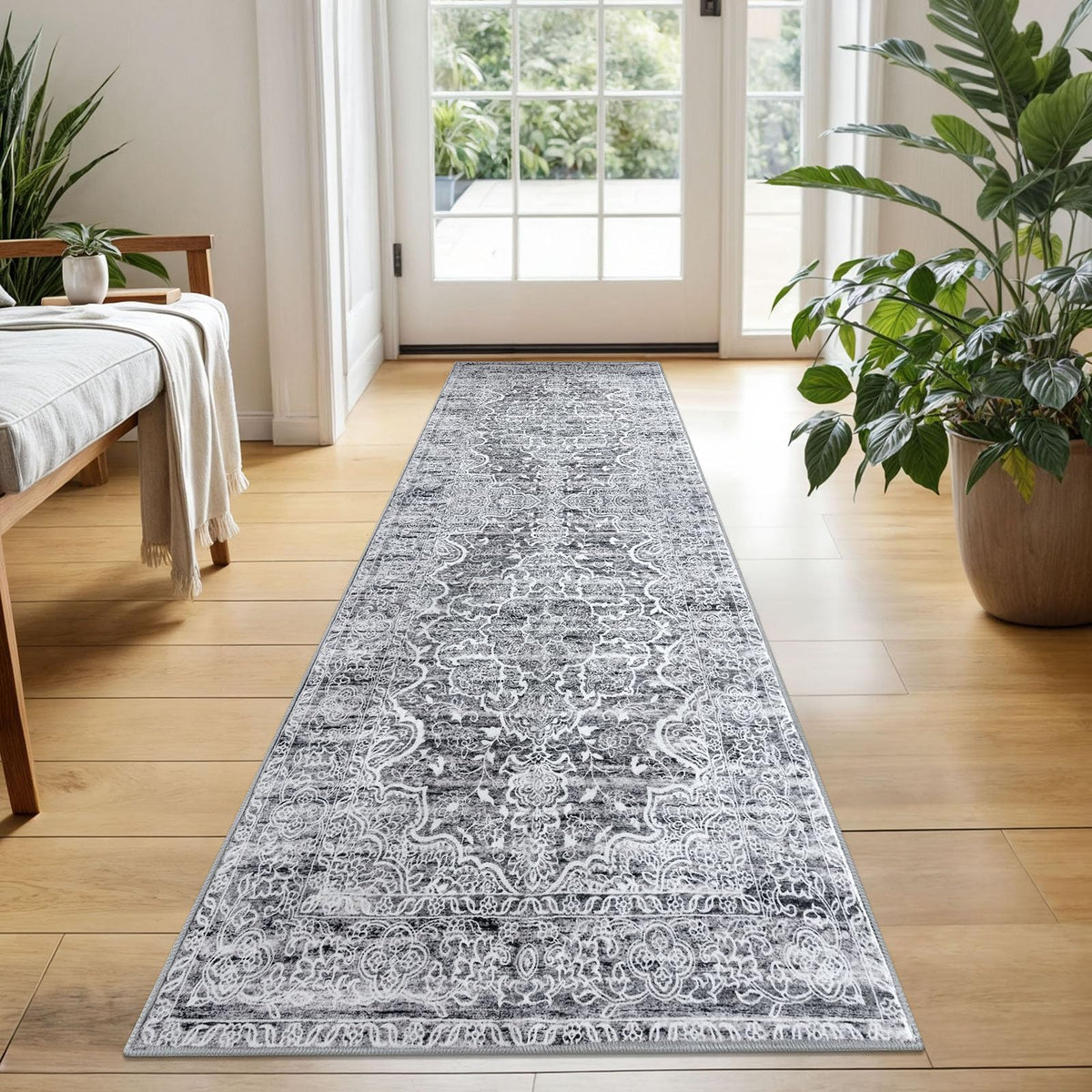 KUTA Entryway Rugs Indoor Washable Small Area Rug 2x3 Blue Entrance Carpet