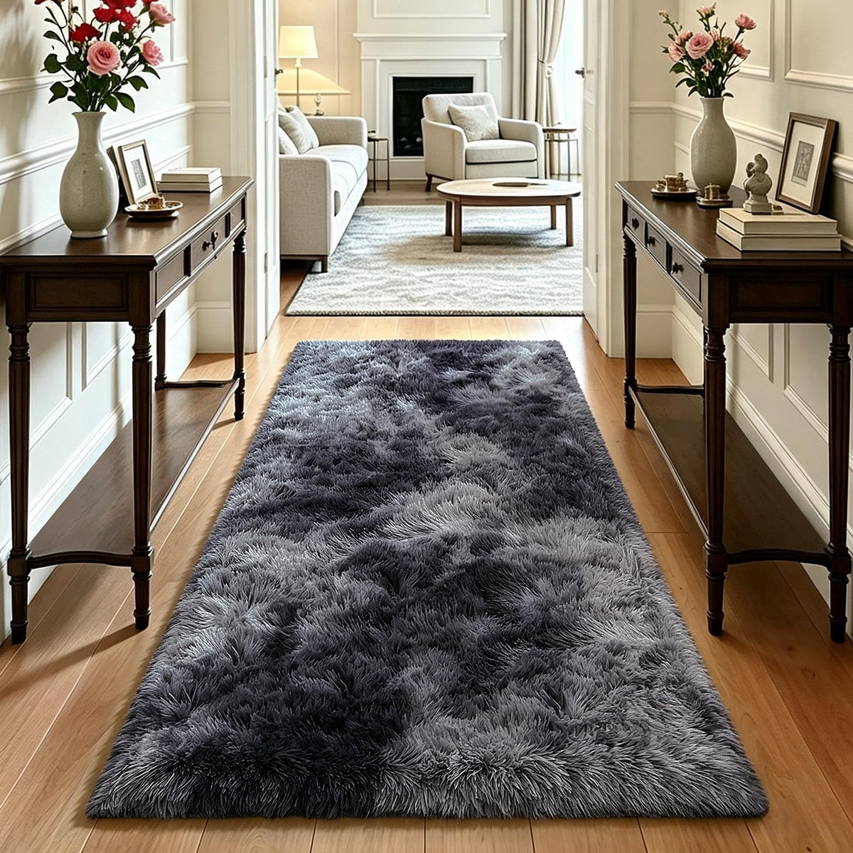 Beige 2x4 Area Rugs for Bedroom, Fluffy Shag Rug Small Rug Bedside Carpet