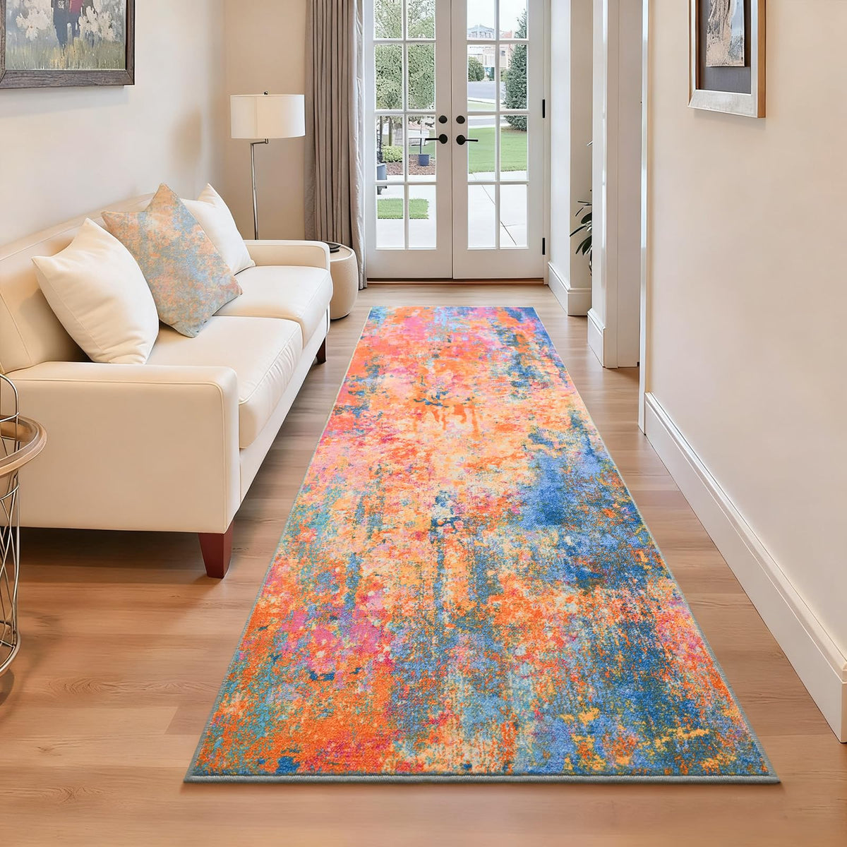Ompaa 2x6 Rug Runners for Hallways Kitchen Runner Rug Non Slip Washable Grey Long Runner Rugs with Rubber Backing Soft Abstract Carpet Runner for Hallways, Kitchen, Bedroom, Bathroom, Entryway