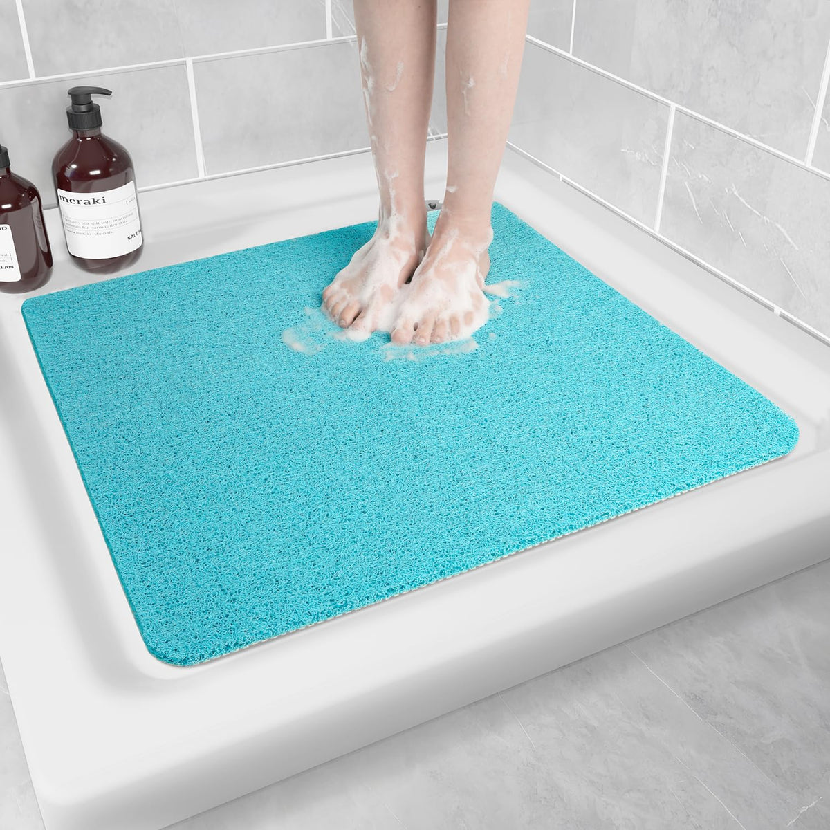 Hargiis Non Slip Bathtub Mat, Anti Slip Shower Mat, Fast Drying Bath Tub Mats, Foot Scrubber Mat, Anti Slip Mat for Tub, Floor, Bathroom, Home, Kitchen, Hotel (Beige 24"x16")