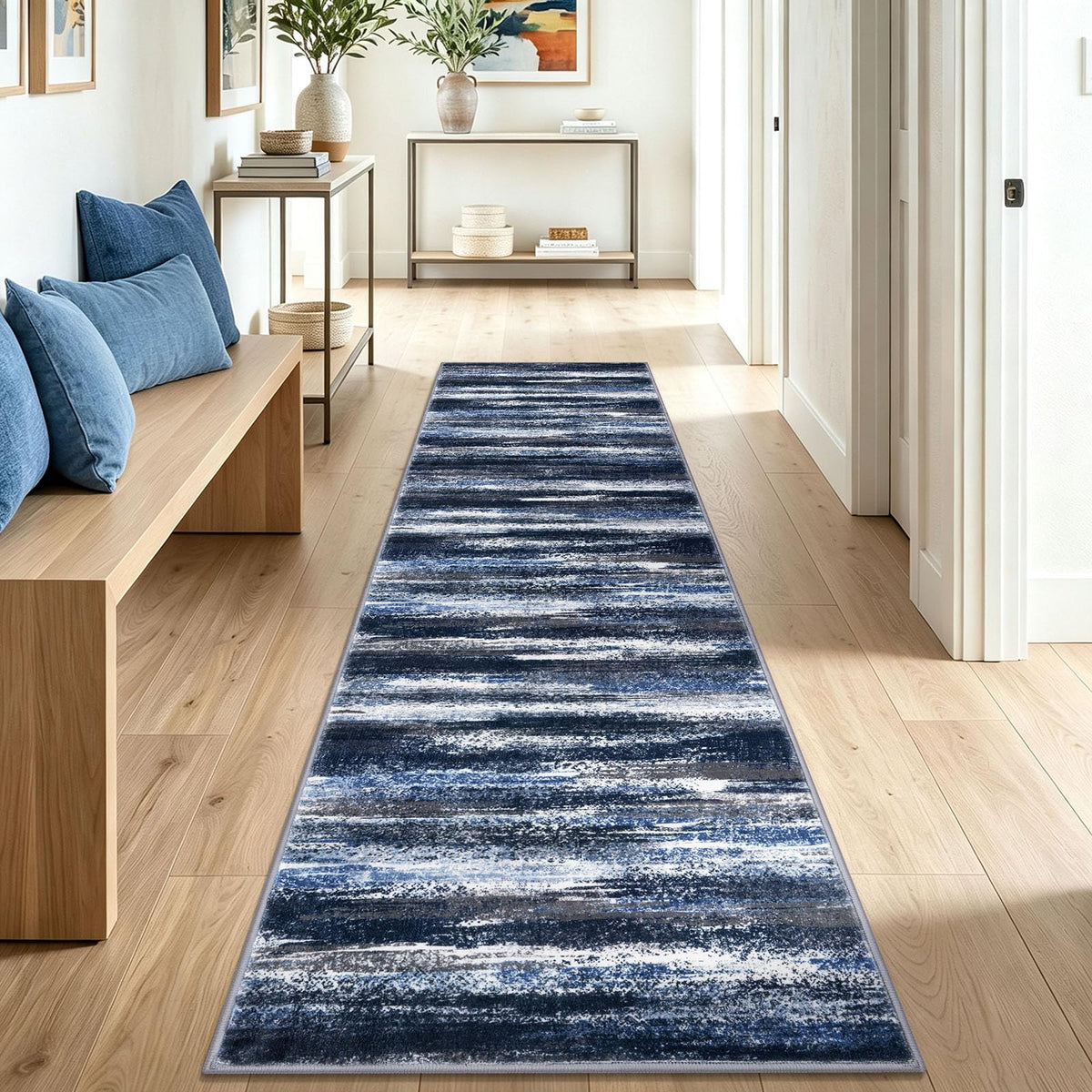 Lansny Abstract Washable 2x6 Runner Rug Non Slip Runners for Hallway