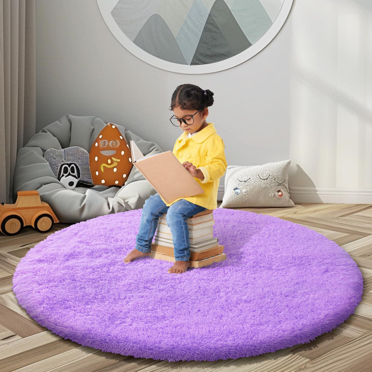 Small Shag Area Rug for Bedroom, 2x3 Cream Soft Plush Carpet