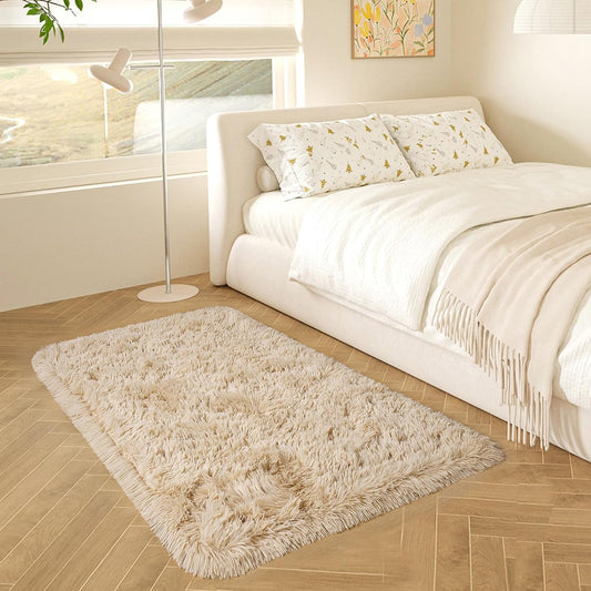 HOMORE Small Rugs for Bedroom 2x3 Feet Beige Rug for Bedside Living Room