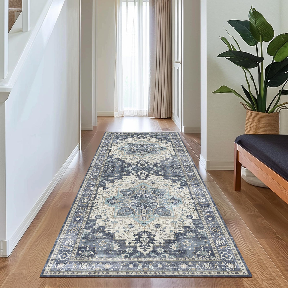 GENIMO 2x5 Washable Runner Rug Non Slip for Hallway, Light Taupe Brown