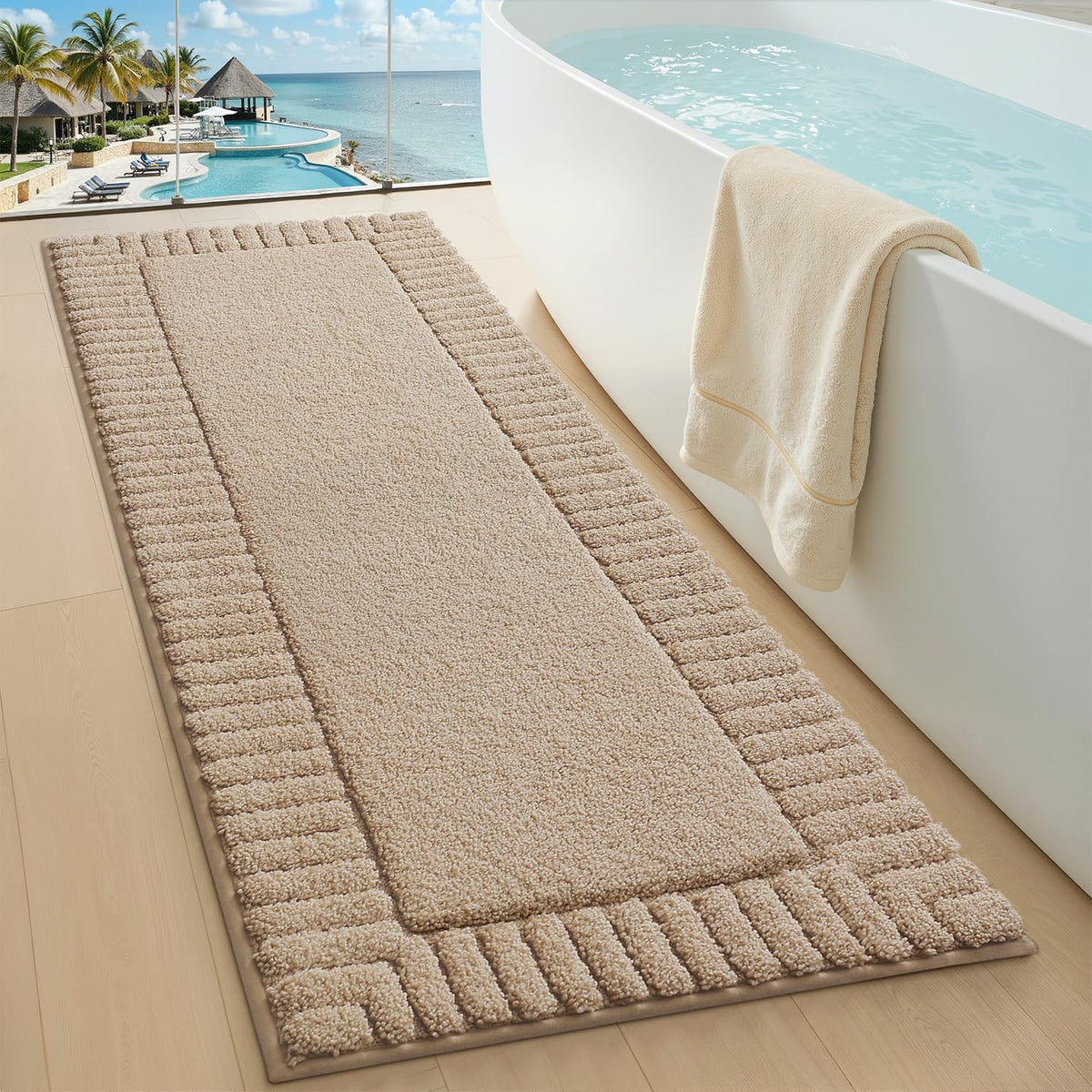 LUMI Soft Bathroom Rugs Absorbent, Non Slip Bath Mat 20x32, White