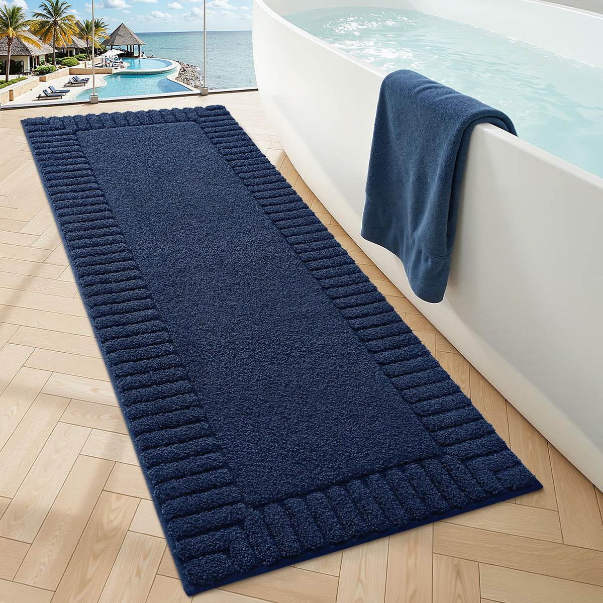 LUMI Soft Bathroom Rugs Absorbent, Non Slip Bath Mat 20x32, White