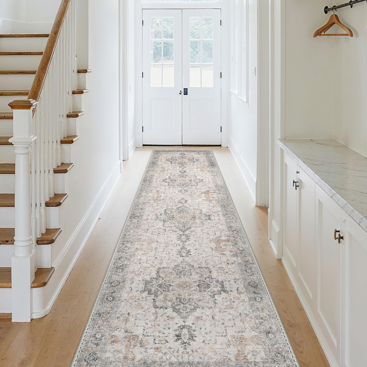 GENIMO 2x5 Washable Runner Rug Non Slip for Hallway, Light Taupe Brown