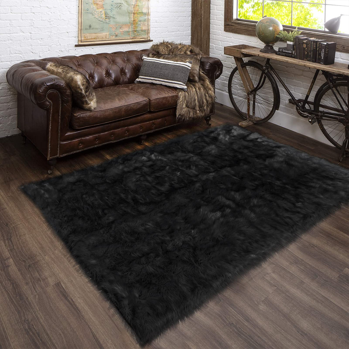Latepis White Sheepskin Rug 2x3 Faux Fur Sheepskin Rug for Living Room Fluffy Washable Rugs for Bedroom Luxury Room Decor Furry Rugs Rectangle