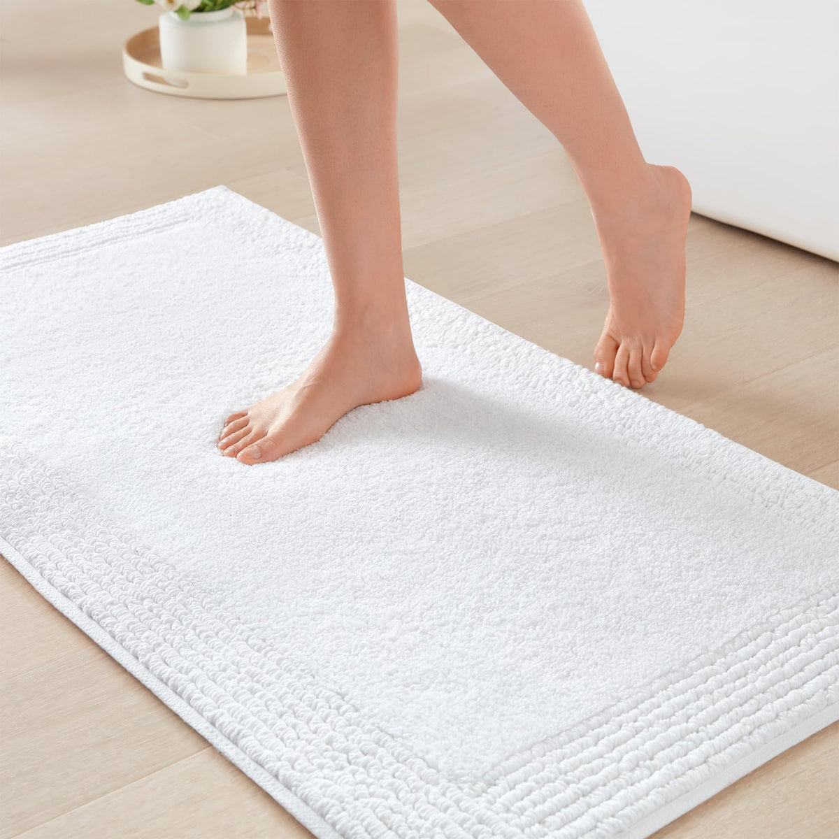 Madison Park Splendor Reversible 100% Cotton Bath Rug, 21 x 34, White