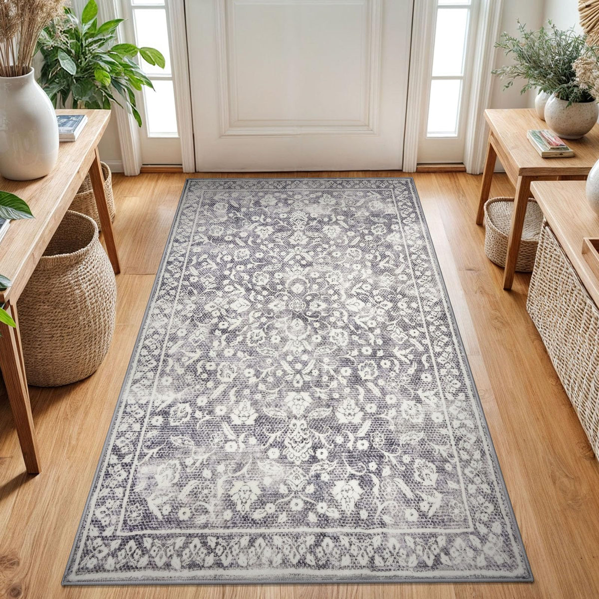 Vintage Washable Entryway Rug 2x3 Small Area Rug Non Slip Door Mat