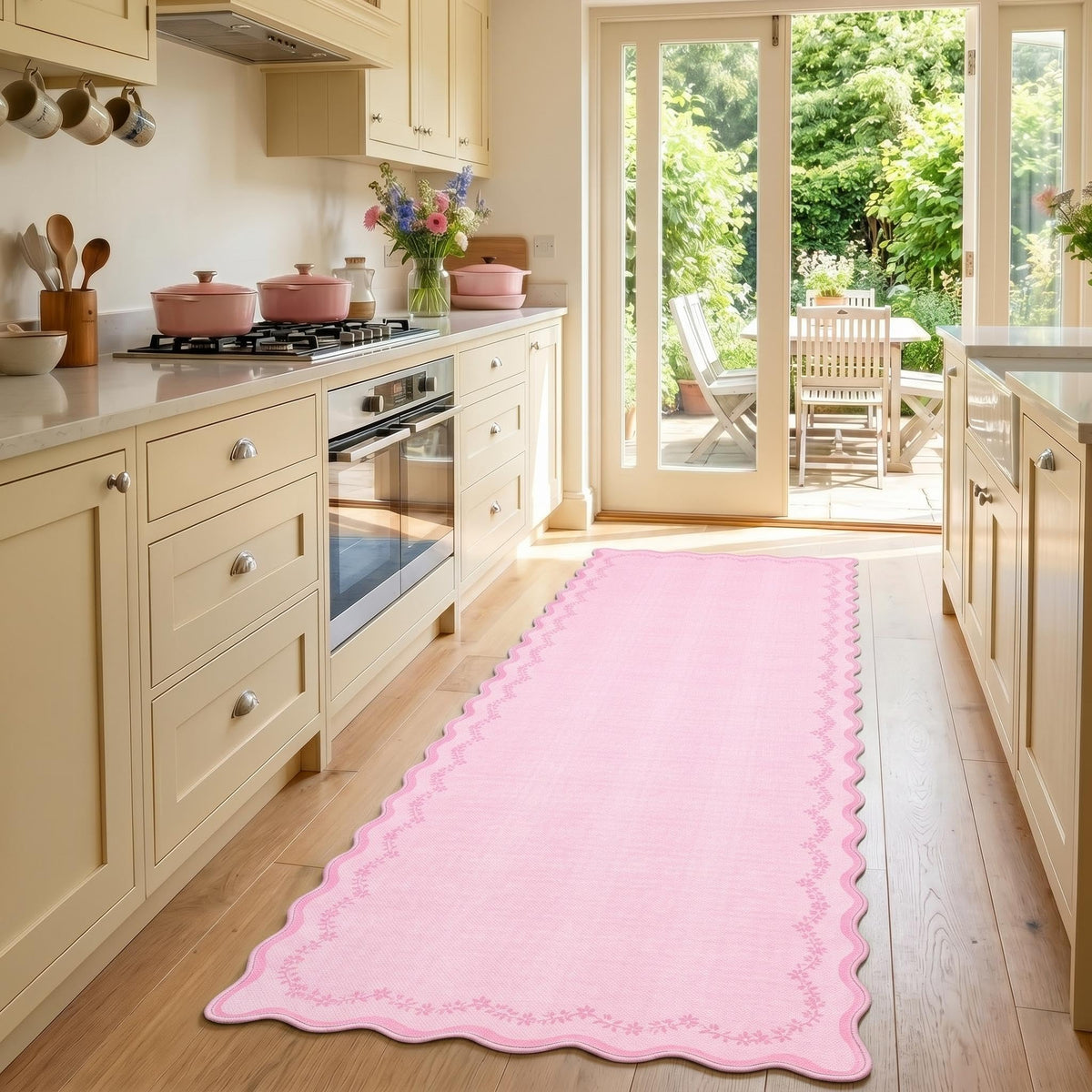 GarveeHome 3x5 Scalloped Washable Area Rug Non Slip Bedroom Entryway Rug